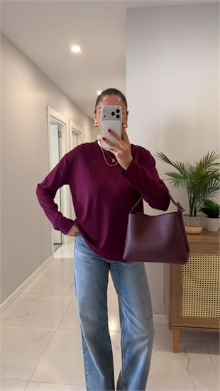 Hisna Mürdüm Uzun Kollu Basic Sweat