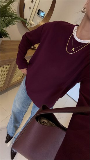 Hisna Mürdüm Uzun Kollu Basic Sweat