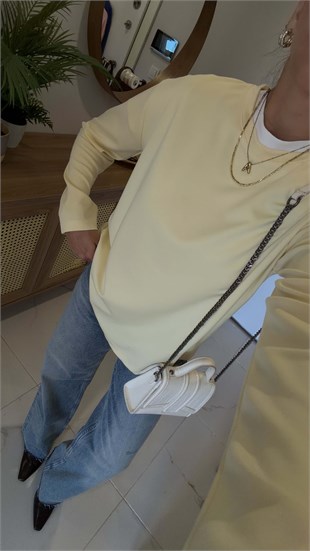 Hisna Sarı Uzun Kollu Basic Sweat