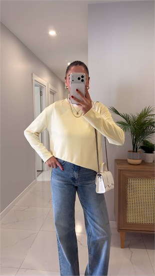 Hisna Sarı Uzun Kollu Basic Sweat