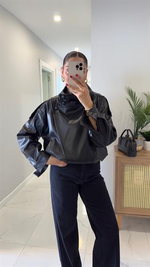 Hobby Siyah Astarlı Deri Ceket