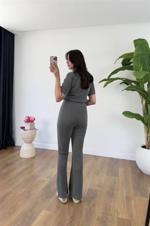 Holly Mint Yeşili Fitilli Baskılı Pantolon Takım