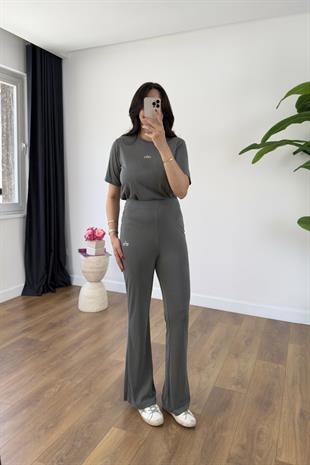 Holly Mint Yeşili Fitilli Baskılı Pantolon Takım