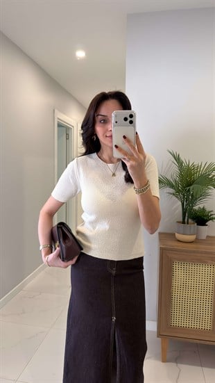 Hondsan Ekru Kısa Kol Triko