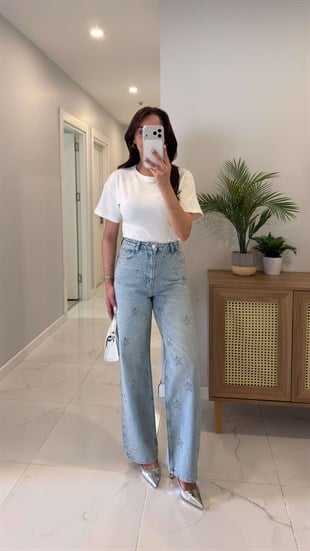 Honnas Mavi Yıldız Taşlı Jean