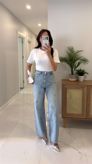 Honnas Mavi Yıldız Taşlı Jean
