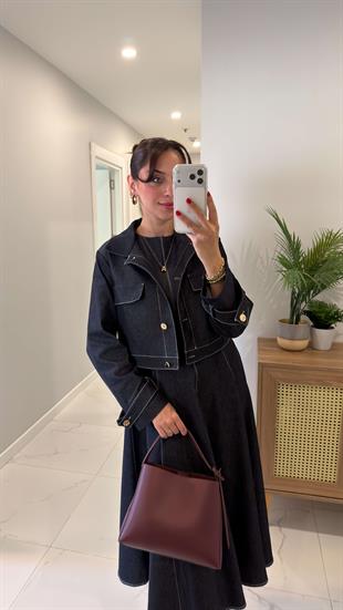 Hoops Denim Mavisi Kloş Elbise Ceket Takım