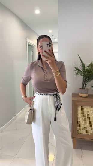 Hora Kahve Silver Düğme Detaylı Triko