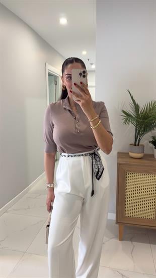 Hora Kahve Silver Düğme Detaylı Triko