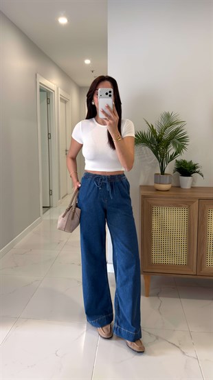 Hubare Lacivert Cep Detaylı Denim Pantolon