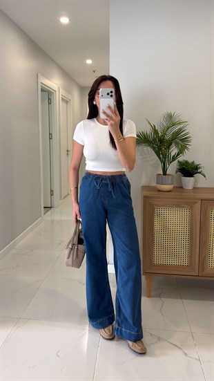 Hubare Lacivert Cep Detaylı Denim Pantolon
