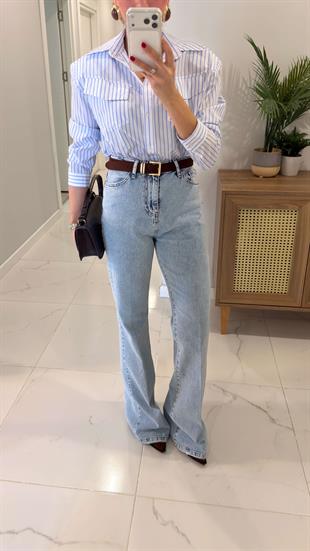 Hugta Buz Mavi Wıde Leg Jean