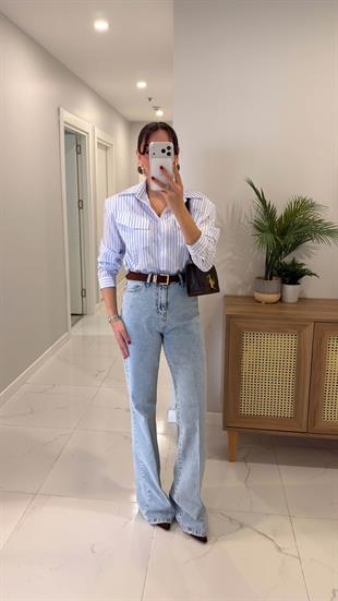 Hugta Buz Mavi Wıde Leg Jean