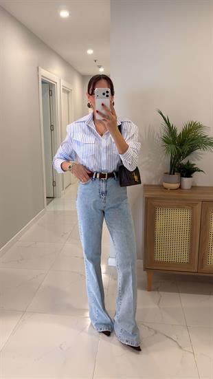 Hugta Buz Mavi Wıde Leg Jean