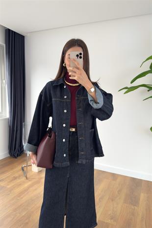 Husina Dark Blue Torba Cepli Ceket