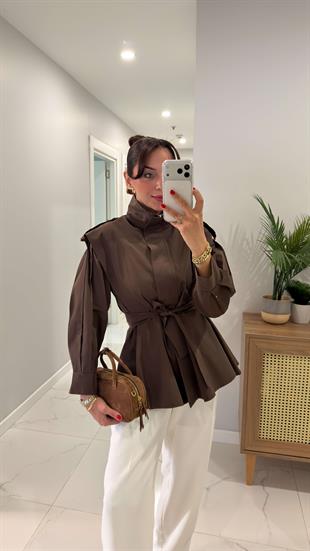 İlzera Kahve Kuşaklı Trençkot