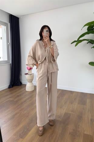 Jekya Taş Bağlama Detaylı Bluz Pantolon Takım