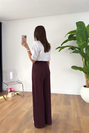Jenisa Bordo Çımalı Pantolon