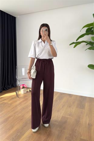 Jenisa Bordo Çımalı Pantolon