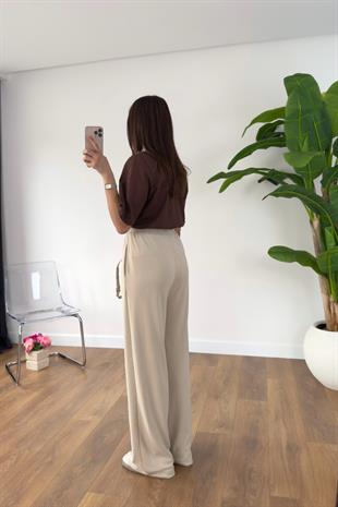 Jenisa Ekru Çımalı Pantolon