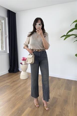 Jenka Koyu Lacivert Yıkama Kemer Detaylı Slim Fit Jean