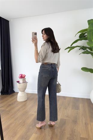Jenka Koyu Lacivert Yıkama Kemer Detaylı Slim Fit Jean