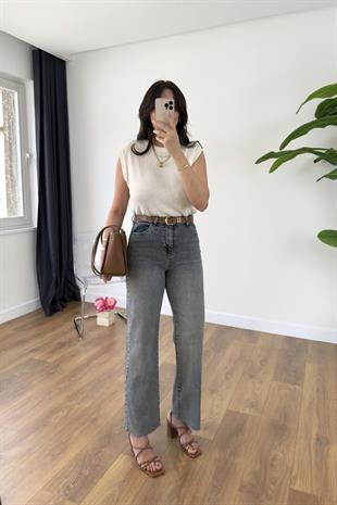 Jenka Lacivert Yıkama Kemer Detaylı Slim Fit Jean