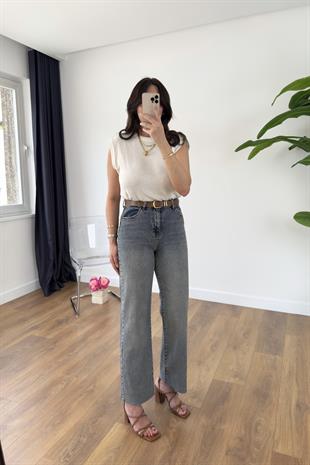 Jenka Lacivert Yıkama Kemer Detaylı Slim Fit Jean