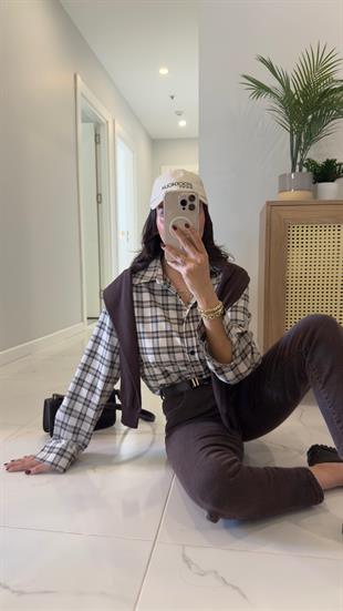 Jensan Bej Ekoseli Gömlek