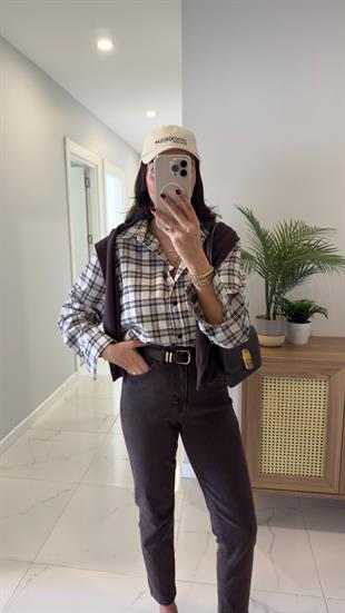 Jensan Bej Ekoseli Gömlek