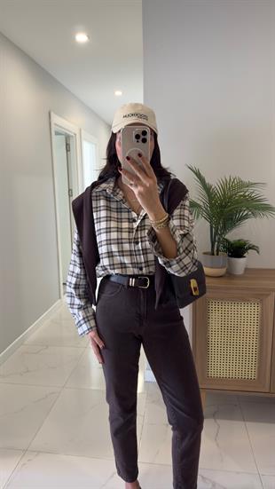 Jensan Bej Ekoseli Gömlek