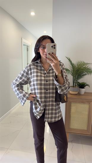 Jensan Bej Ekoseli Gömlek