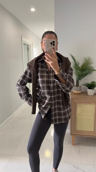 Jensan Kahve Bej Ekoseli Gömlek