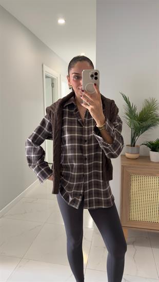 Jensan Kahve Bej Ekoseli Gömlek