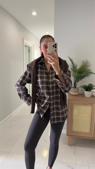 Jensan Kahve Bej Ekoseli Gömlek