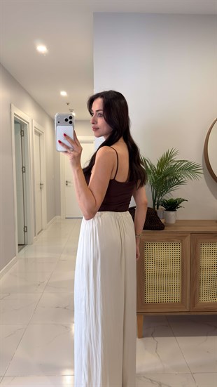 Jeran Kahve İp Askılı Crop