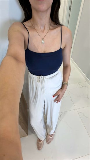 Jeran Lacivert İp Askılı Crop