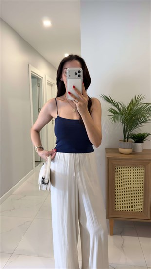 Jeran Lacivert İp Askılı Crop