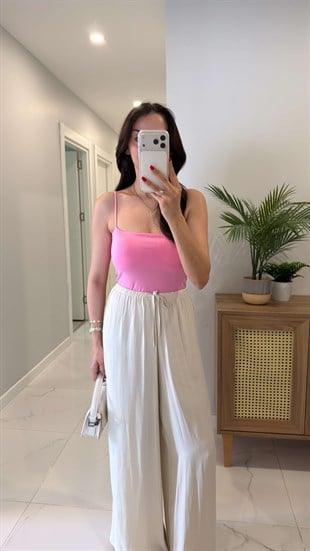 Jeran Pembe İp Askılı Crop
