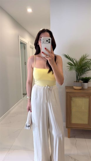 Jeran Sarı İp Askılı Crop
