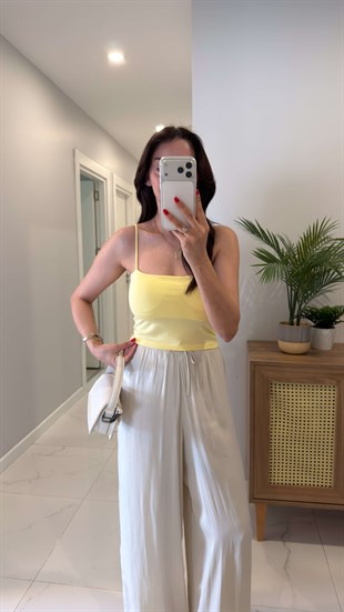 Jeran Sarı İp Askılı Crop