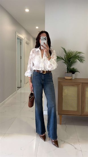 Jetro Lacivert Wıde Leg Jean