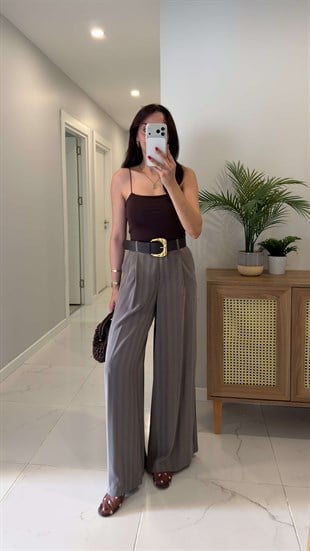 Jodes Gri Kemerli Pantolon