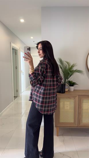 Jonlas Antrasit Bordo Ekoseli Gömlek