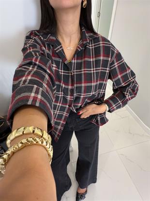 Jonlas Antrasit Bordo Ekoseli Gömlek