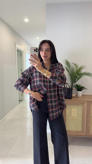 Jonlas Antrasit Bordo Ekoseli Gömlek