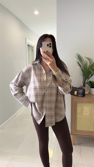 Jonlas Bej Ekru Ekoseli Gömlek