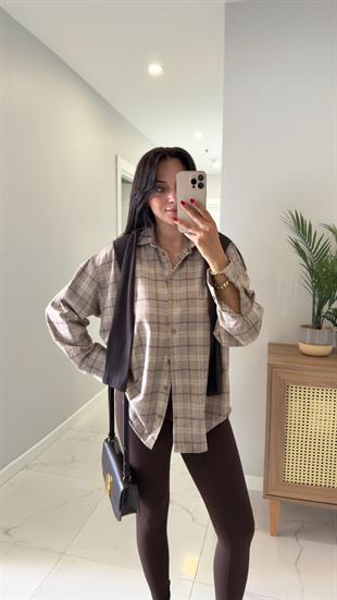 Jonlas Bej Ekru Ekoseli Gömlek