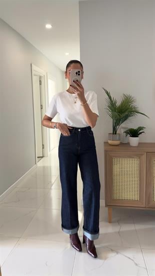 Jonra Dark Blue Paça Detaylı Ceket Pantolon Takım