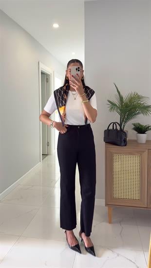 Josef Siyah Kesik Paça Straight Jean